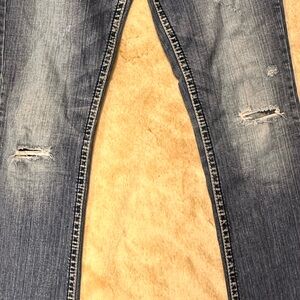 Silver Jeans Women's Boot Cut Distressed Blue Denim